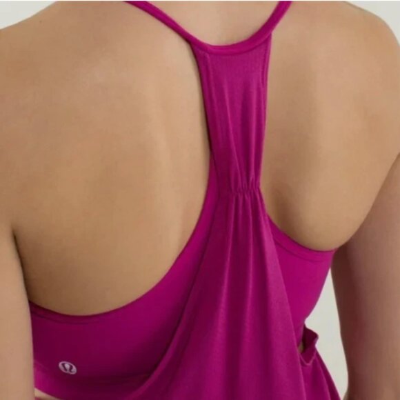 Lululemon Women's Sz 8 No Limits Tank Raspberry Pink Layered Racerback Bra/Tank - Picture 11 of 11